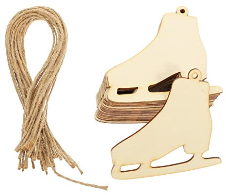 Milisten 20 Sets Holz Schlittschuh Ausschnitte Weihnachten Holzscheiben Urlaub Unlackiert Holz Schlittschuh Form Ausschnitt für DIY Kunst Handwerk Malerei Party Home Decor, 8,5 x 8 cm