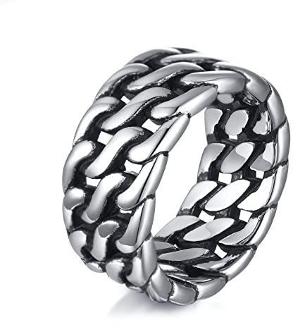 OIDEA Keltischer Knoten Herren Ring, poliert Cool Damen Cuban Ringe, Panzerkette Bandring in Silber Größe 54 (17.2)