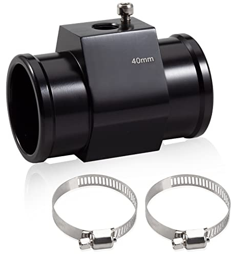 LEONTOOL Connecteur de tuyau en aluminium de 40 mm pour radiateur avec 2 colliers de serrage, jauge de température de l'eau, adaptateur de capteur de température de l'eau