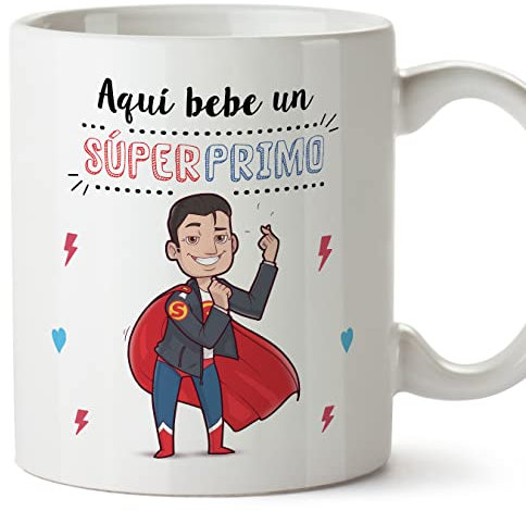 MUGFFINS Tazas para PRIMO - En Español - Super Familia - 11 oz / 330 ml - Regalo original y divertido