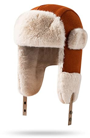 Clakllie Weiche Kunstfellmütze Pelzmütze Warm Pilotenmütze Fliegermütze Ohrenschützer Unisex Wintermütze Fellmütze Ohrenklappen Russenmütze Russische Cap Winddicht Bomber Hut Skimütze Trappermütze