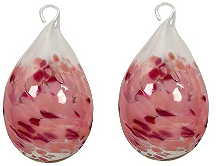 Lauschaer Glas Ostereier aus Glas mit Granulat Verschiedene Größen und Sets mundgeblasen handgeformt (2, opalrosa mit rubinrot)