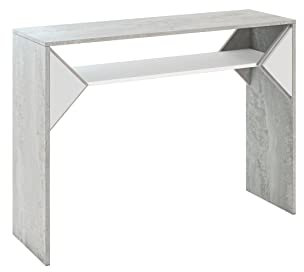 PROROOM FURNITURE Konsolentisch TUFFLE 110x35 cm Höhe 80 cm - Moderner Beistelltisch für Eingang, Flur - Schmaler Eingangstisch, Flurtisch - Ausstellungstisch für Wohnzimmer - Betonoptik / Weiß Glanz