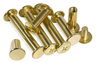FEEIMOL Chicago Vis de Reliure à Vis Laiton Plaqué Rivets à Tête Plate M5x40mm (20 pcs)