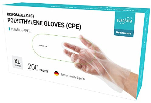 EUROPAPA® 100, 200, 300, 450 Vorteilspack CPE transparenz Einweghandschuhe in Box Einmalhandschuhe latexfrei Gummihandschuhe puderfrei Handschuhe in Gr. S,M,L,XL (200, XL)