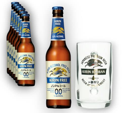 6 x Kirin Ichiban free 0,0% Vol. 0,3l + Original Glas 0,3l - Alkoholfrei - Japanisches Premium Bier
