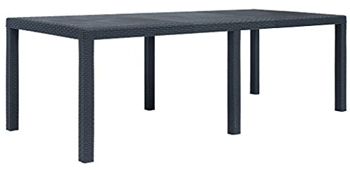 ZQQLVOO Gartentisch Anthrazit 220 x 90 x 72 cm Kunststoff Rattan-Optik Garten Terrasse Esstisch Campingtisch Partytisch Geeignet für Balkone, Terrassen, Decks