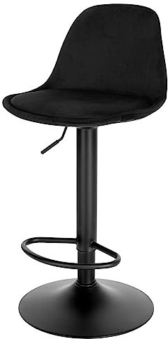 EUGAD Sgabello da Cucina Moderno, Sedia Alta da Bar Regolabile in Altezza, Sgabello Imbottito Girevole con Schienale e Poggiapiedi, Nero, 1050BY-1