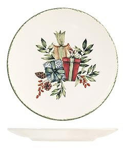 H&H Set 12 Piatti Frutta Christmas Carol Cm 19