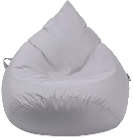 Droplet-Lounge Tropfenform Sitzsack mit Füllung | für Kinder Erwachsene | Indoor & Outdoor geeignet | Wasser-& Schmutzabweisend | Sitzkissen Bodenkissen Beanbag (XXL Durchmesser 80 cm, grau)