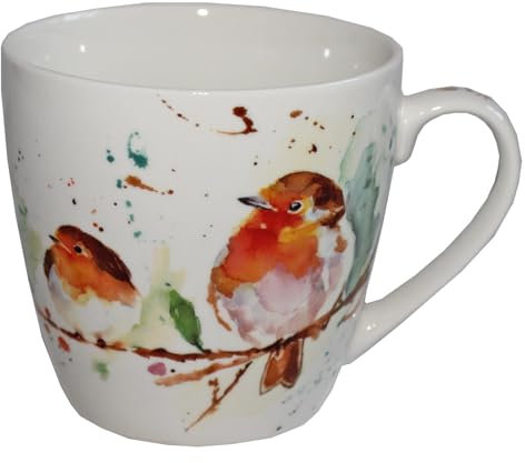 Widdle Gifts Christmas Breakfast Mug Gift Boxed Fine China Tableware - Winter Robin Design 1939