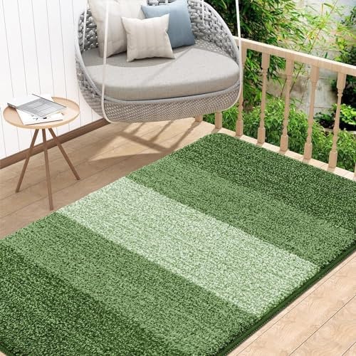 Homaxy Door Mats Indoor, Machine Washable Soft Doormats, Dirt Trapper Super Absorbent Entrance Rug, Non-slip Floor Mats For Inside, Front Back Door, Pets and Dogs (80 X 120 cm, Green)