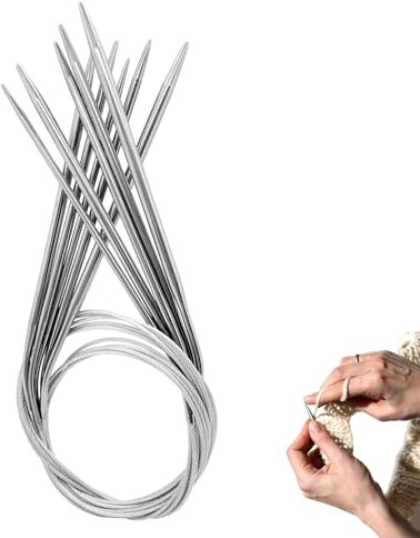 Rundstricknadeln Stricknadeln Set Edelstahl 60cm 5 Stück 3/4/5/6/7 mm Knitting Needles Häkelnadel Set für Socken Pullover Ärmel (60cm 5 Stück)