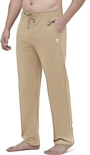 HMIYA Herren Jogginghose Baumwolle Sweathose Lange Atmungsaktiv Sporthose Yogahose Klassische Trainingshose mit Taschen(Khaki,XL)