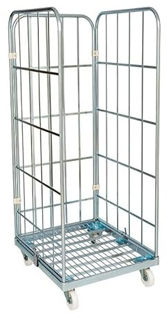 Abrollwerk 3-seitiger Stahlrollbehälter 1460 Metall - Abmessungen außen 710 x 800 x 1640 mm, Langlebig mit Korrosionsresistenter Cr 3-Beschichtung, Ideal für Lager, Logistik & Einzelhandel