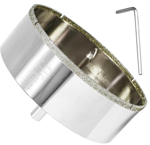 Qjaiune Scie-cloche diamant de 115 mm avec foret pilote, profondeur de coupe de 4 cm, scie-cloche pour verre, carrelage, céramique, marbre, granit, fibre de verre, porcelaine, quartz