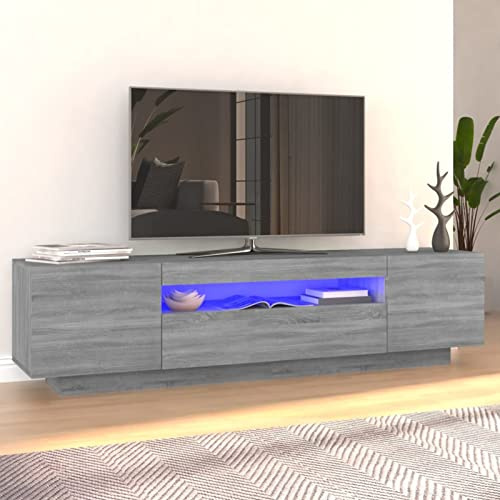 BAZZI Armario de TV LED de 160 cm, mueble de TV, aparador para salón, gris Sonoma, 160 x 35 x 40 cm