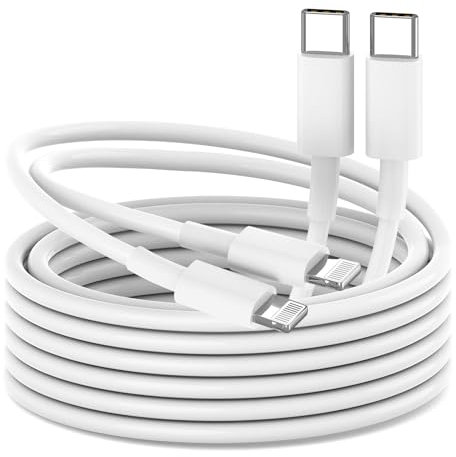 Acecene USB C auf Lightning Kabel 2m, [2 Stück] MFi Zertifiziert Langes iPhone Ladekabel USB C Lightning Schnellladekabel und Datenkabel für iPhone 14 13 12 11 Pro Max 8 7 6 5 4 Plus SE X - Weiß