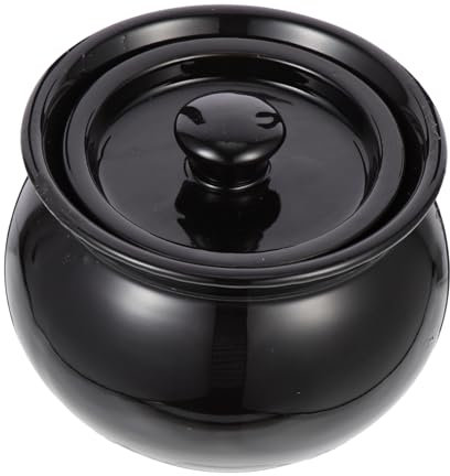 Ceramic Soup Pot with Lid - 500ml Black Stewing Pot for Kitchen Use, Non-Toxic, Smooth Surface, Easy to Clean, Ideal for Home Cooking and Stewing