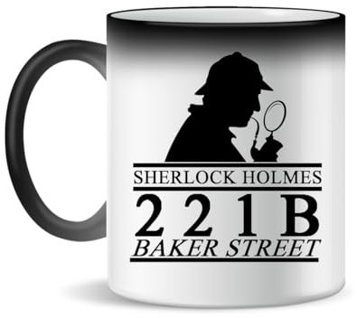 Forsca Sherlock Holmes 221 B Baker Street Picture Tasse à Thé et Café en Céramique, 300ml, Blanc Magique, Rose, Noir 330ml