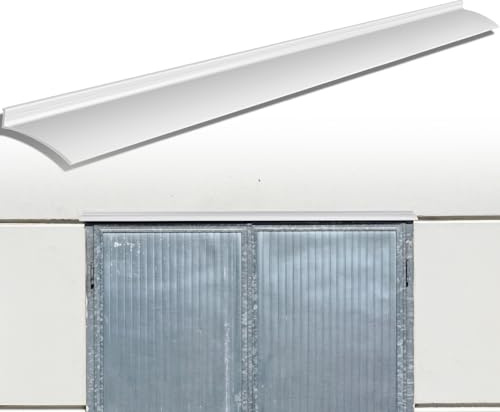 Hicarer 1 Pcs 52 Inch Door Rain Drip Cap Guard Exterior Anodized Aluminum Overall Height 1-1/2 Inch Overhead Drip Edge Flashing Weather Stripping Window Deflector Home Top Roof Rain Diverter, Silver