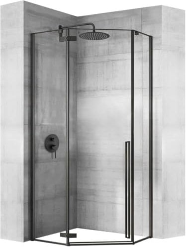 Rea CABINE DE DOUCHE DIAMOND BLACK 100X100x195 cm Verre trempé de sécurité transparent 6mm (Noir) Sans receveur de douche
