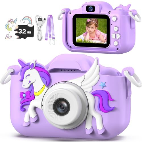 Kinderkamera, masterbee Digitalkamera Einhorn Spiel, Weihnachts/Geburtstagsgeschenk für Mädchen, Fotoapparat, 1080P HD Kinder Kamera, Geschenke/Spielzeug ab 3 4 5 6 7 8 9 10 11 12 Jahre