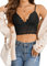 Weardear Spitze Crop Top Für Damen Sexy BH Sommer Unterhemd Bauchfrei Oberteile Spaghetti Camilose Black M