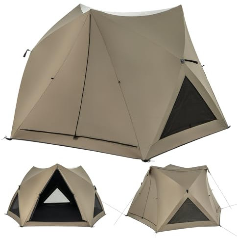 GOPLUS Campingzelt wasserdicht für 4-6 Personen, automatisches Wurfzelt, Pop up Zelt Sofortzelt Outdoor für Reise Trekking Camping, Kuppelzelt Gruppenzelt Familienzelt tragbar mit Packtasche