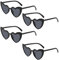 4Stück herz Sonnenbrille,Herzbrille,Damen Herzförmige Sonnenbrillen,Herzform Hochzeit Brillen,Frauen Schwarz Partybrille,Heart Vintage Sunglasses,Girl Herz-Sonnenbrille Accessoires,Herzsonnenbrille