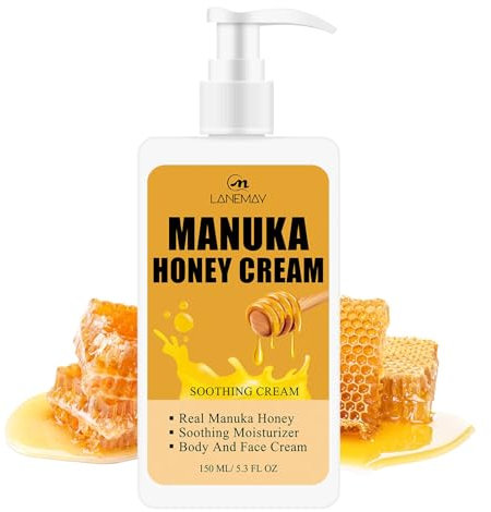 Manuka Honey Cream Face Moisturizer and Body Lotion for Dry Skin, Hydrating & Firming Face & Body Skin Care Daily Lotion Lightweight Non-Greasy Anti Wrinkle Honey Facial Cream for Women & Men