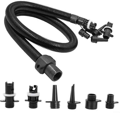 Alanmoship Inflatable Boat Air Pump Hose Nozzle Kit Paddle Board Pump Adapter Set Electric Pump 6 Nozzle Sizes With 3.3ft Hose For Kayaking Water Sport Pool Inflation