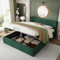 KUAKE Bett 140x200 mit Stauraum, Samt-Stoff Familienbett Doppelbett Polsterbett, Bett mit Lattenrost, Stauraumbett, ohne Matratze (Grün, 140x200 cm)