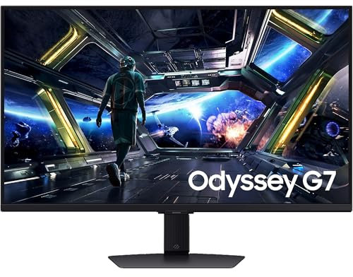 Samsung Monitor Gaming Odyssey G7 (S27DG702), Flat, 27'', 3840x2160 (UHD 4K), 16:9, HDR10+, 144Hz, 1ms (GtG), Compatibiltà G-Sync, HDMI, USB, DP, HAS, Pivot, Gaming Hub