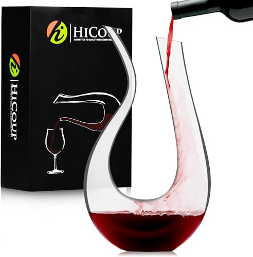 100% Lead-Free Crystal Glass U-Shaped Decanter – 1L Elegant Wine & Juice Carafe, Perfect for Aerating and Serving, Gift-Ready with Luxurious Packaging