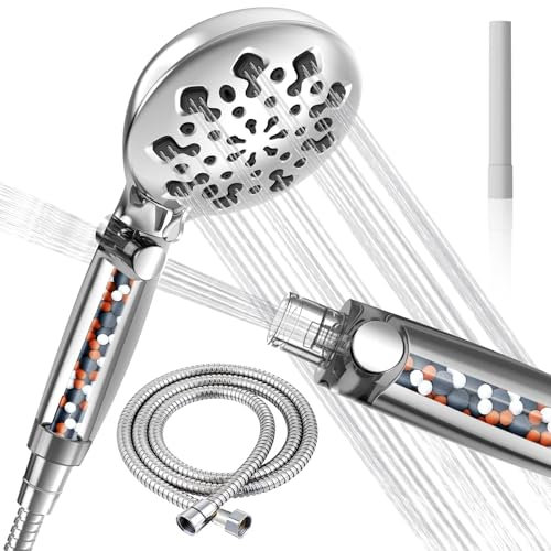 Soffione Doccia con 2 Filtri, Doccino tubo 1.5m, 10 Modalità Spray Doccetta, Doccione Alta Pressione Con Anticalcare Multistadio, Perfetto per Acqua Dura, Cornetta Bagno SURFOU