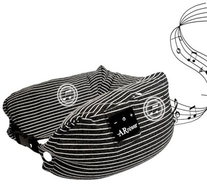 ARniwer Bluetooth Music Microparticle Neck Pillow Wireless Bluetooth Speaker Suitable Airplane,Bus,Train,Car,Office,Outdoor Camping. The Best Travel Essentials. (Black Stripes)
