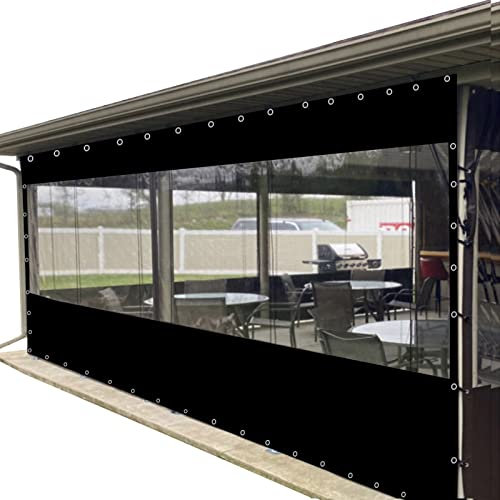 Gazebo impermeabile per esterni, giardino, patio, pergola, con tende trasparenti personalizzabili, nero, 5 x 3 m