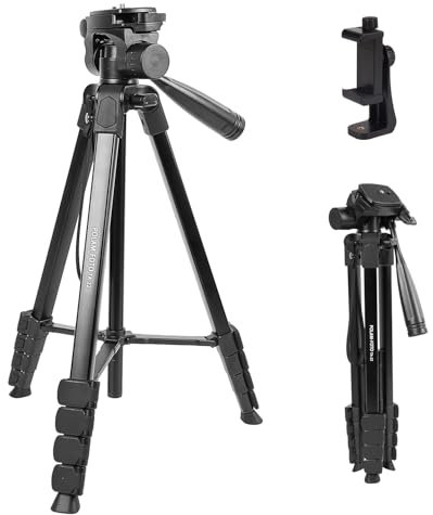 POLAM-FOTO 68 Inch Camera Tripod, Lightweight Aluminum Alloy Phone Tripod Stand with phone Holder, Includes Carrying Bag, Black
