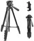 POLAM-FOTO Treppiede leggero da 172 cm, in alluminio, con testa panoramica a 3 vie e supporto per cellulare, adatto per smartphone e fotocamere DSLR, nero