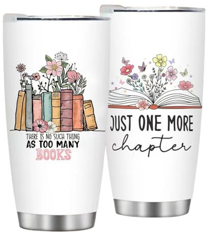 Book Lover Gifts for Women, 20oz Tumbler Book Gifts for Read Lovers Readers Librarians,Bookish Gift Books Themed Gift, Librarian Tumbler for Books Club Bookworms Birthday World Read Day Present (B)