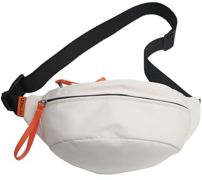 Bauchtasche Herren Damen Laufgürteltasche, Nylon Hüfttasche Wandern, Doggy Bag Crossbody Bag für Outdoor Sport Reise Laufen Schule (Weiß)