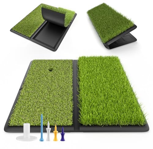 Golf Mat, Golf Practice Mat Golf Hitting Mats Replaceable Surface with Non-Slip Base, Portable Golfing Training Pad with Tees for Indoor Outdoor Swing Drills