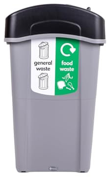 Glasdon Eco Nexus Duo 85 (50/50) General Waste Food Waste Recycling General Waste Bins for Kitchen Office With Handles & Domed Lid Dual Recycling Station (General Waste/Food Waste)