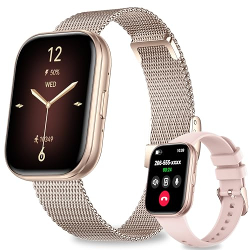 niolina Smart Watches for Women Men Answer/Make Calls, 1.75 Fitness Tracker with 120+ Sports Heart Rate SpO2 Sleep Monitor, IP68 Waterproof Smartwatch for Android & iOS (Rose Gold)