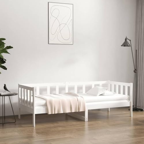 Qnhdfrt Kiefer-Tagesbett 193,5×96×66 cm, 3-seitig Gitter, Lattenrost, 90×190 Gästebett ohne Matratze, platzsparendes Sofa-Bett