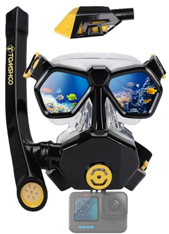 TOMSHOO Juego de Esnórquel para Adultos con Tubo y Gafas de Buceo, Gafas antivaho con Campo de visión panorámico de 180°, Secado Premium de 3 Canales para Buceo y natación ((Claro/Amarillo)