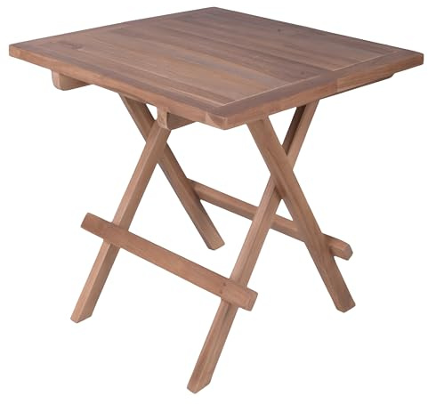 DELUKE Gartentisch Nelia quadratisch - Teak, Teakbraun, 50x50x50cm | Garten Beistelltisch Wetterfest Outdoor Tisch