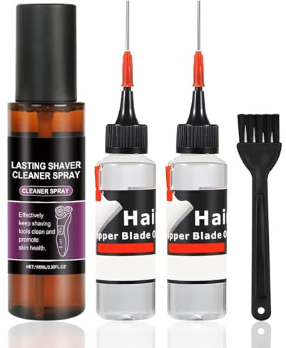 2Pcs Scherkopföl Scherkopf Öl für Haarschneidemaschine Rasierer Öl Haarschneidemaschinen Öl Haarschneidemaschine Öl Schermaschinenöl Reinigung Pflege Trimmer Rasierer mit 1 Scherkopfreiniger 1 Bürste