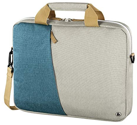 Hama Laptoptasche 40 cm, 15,6 Zoll (gepolsterte Umhängetasche mit Tragegurt und Handgriff, Schultertasche für Damen und Herren, Aktentasche mit Platz für Zubehör) grau, türkis